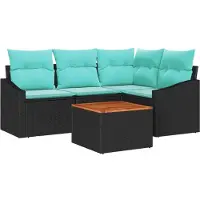 vidaXL Tuinbank Set 5 st Zwart poly rattan