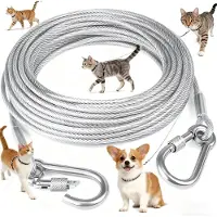 VHV - Hondenriem Kabel - RVS Aanleglijn 2 mm x 3 m - Zware Hondenketting met Dubbele Bevestiging - Voor Camping en Tuin
