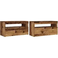 vidaXL Tv-meubels met LED-verlichting 2 st bewerkt hout oud hout