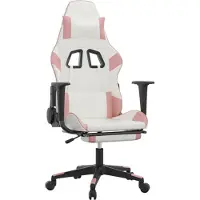 vidaXL Gamestoel met voetensteun kunstleer wit en roze