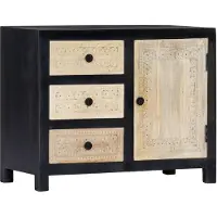 vidaXL Bijzetkast handgesneden 75x35x60 cm massief mangohout grijs