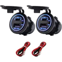 Proride 12V USB-C Wandcontactdoos Inbouw - USB-A en USB-C - Schakelaar - QC3.0 - Blauw - Kabel en Zekering - 2 stuks