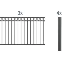 Alberts 510916 compleet hekwerkset Circle, voor inbetonneren, antraciet, hoogte 100 cm, lengte 6 m