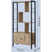 Vasagle Boekenkast met 4 planken, Eiken bruin + zwart