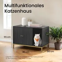 Feandrea Kast voor kattenbak, zwart + goud / 80x50x55cm