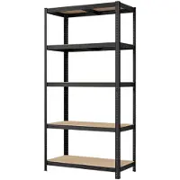Songmics Opbergrek met 5 verstelbare planken, Zwart / 50 X 100 X 200 cm / 1
