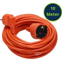 Virone Verlengsnoer 10 meter - Verlengkabel buiten voor max. 2300 Watt - Verlengsnoer - voor buitengebruik en camping - IP20 - 3 x 1,0 mm² - Oranje