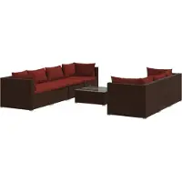 vidaXL 8-delige Loungeset met kussens poly rattan bruin