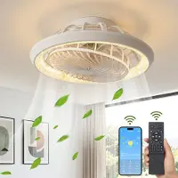 ROSNEK Kristallen Plafondventilator met Verlichting - 49cm 360° Roterende Bladen - LED Plafonniere met Ventilator Dimbaar - Smart App - Woonkamer