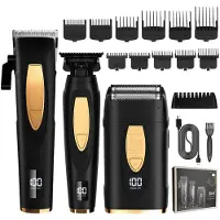 OKWISH Tondeuses - Oplaadbare Tondeuse Set Voor Thuis, Haar Tondeuse En Langhaarschneider Met Trimmer Set, ABS, Zwart