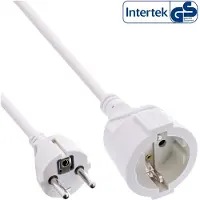 InLine CEE 7/7 (recht) - CEE 7/3 (recht) stroom verlengkabel | 3x 1,50mm | wit | 1,5 meter