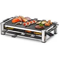 TIM. TIM Gourmetstel 8 Personen - Grill - Elektrische Grill - Anti Aanbak - Zwart/Zilver - 27cm x 55cm x 12cm