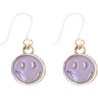 Charme Bijoux Allergievrij oorbellen -Smiley -goudkleur Paars- oorbelhaken kunststof-