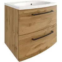 Held Wastafelmeubel Malvo 60cm 2 lades - eik/zwart