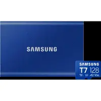 Samsung T7 Portable SSD 2TB Blauw + MicroSDXC T7 128GB 170MB/s