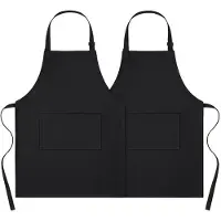 COOAU Keukenschort - Barbecueschorten - Kookschort - Schort voor Dames en Heren - Horeca Sloof - Unisex - Zwart - 4 Stuks