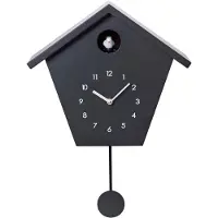 TIM. TIM Koekoeksklok Modern - Wandklok - Wekker - Inclusief Nachtfunctie - Zwart - 38cm x 23cm x 12cm