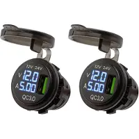 Proride 12V USB Wandcontactdoos Inbouw - 1 USB Poort - Voltmeter en Ampèremeter - QC3.0 - - Voor Auto Boot en Camper - 2 stuks