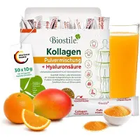 Biostile – Collageen Poeder Blend Met Hyaluronzuur – 5 Bronnen Gehydrolyseerd Collageen – Hyaluronzuur - Vitamine C – 30 Zakjes