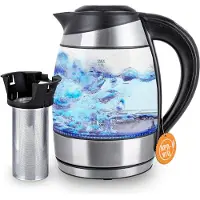TIM. TIM Waterkoker glas - Waterkoker - Roestvrij staal - ‎Zilver/Zwart - 20cm x 13cm x 21cm