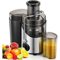 TIM. TIM Sapcentrifuge voor Groenten & Fruit - Juicer met microfilter - Slowjuicer met Grote Vulopening - Fruitpers - 3 Snelheden - BPA-Vrij - Zwart/RVS - Zilver - ‎30cm x 20cm x 18cm
