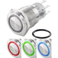 TRU COMPONENTS TC-7494632 TC-LAS1-AGQ-11ZE/42RGB/ Vandalismebestendige drukschakelaar 250 V/AC 3 A 1x uit/aan Continu Rood, Groen, Blauw, RGB IP65 1 stuk(s)