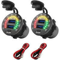 Proride 12V USB Wandcontactdoos Inbouw - 2 USB Poorten - Schakelaar - Voltmeter - QC3.0 - Kabel en Zekering - 2 stuks