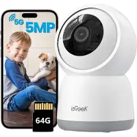 Avylet Beveiligingscamera binnen - 5MP Ultra HD - Huisdiercamera met app - Beveiligingscamera's - Wifi Camera APP - Volgt beweging en geluidsdetectie - Bewakingscamera - 2.4/5 GHz - 64GB Kaart - Wit