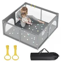 OEM Kinderbox - Stevig - Eenvoudig - Dubbel - 130x130 cm - Speelgoedkist voor baby's - Grijs