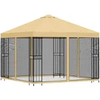 vidaXL Tuin gazebo met zijwanden 3 x 3 m Crèmekleurig