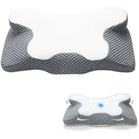 OKWISH Traagschuim Kussen - Hoofdkussen - Orthopedisch Kussen - Zijslaper Kussen - Ergonomisch Kussen - Grijs