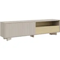 Selsey Distria – TV-meubel met lade en geribbelde front kasjmiergrijs / eikenlook, 175 cm