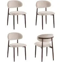 Furnihaus Eetkamerstoelen Set van 4 of 6 - Celia Beige Walnoot - Japandi Eetkamerstoelen - Santi Stoelen voor Eetkamer