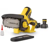 Powerplus Accu-mini-kettingzaag POWXG1045 - Snoeizaag op batterij van 12 V, met accu en lader, zaagblad van 10 cm met 14, tuingereedschap