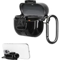 Kwmobile Transparante hoofdtelefooncase voor Samsung Galaxy Buds 3 / Galaxy Buds 3 Pro hoes - Headphones TPU cover met standaardfunctie en veiligheidsvergrendeling - zwart