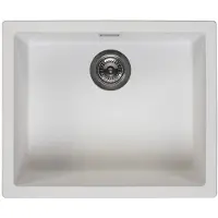 Pure.Sink Witte spoelbak 50x40cm onderbouw en opbouw met automatische gun metal plug 1208971902