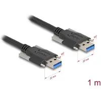 DeLOCK USB 5 Gbps Cable Type-A male to Type-A male with screw distance 22 mm 1 m black