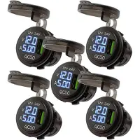 Proride 12V USB Wandcontactdoos Inbouw - 1 USB Poort - Voltmeter en Ampèremeter - QC3.0 - - Voor Auto Boot en Camper - 5 stuks