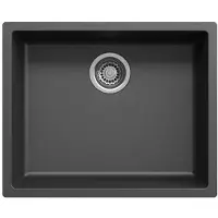 Pure.Sink Zwarte spoelbak 50x40cm onderbouw en opbouw met automatische rvs plug 1208971855