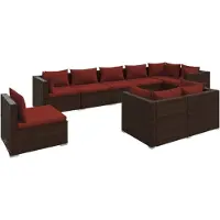 vidaXL 9-delige Loungeset met kussens poly rattan bruin