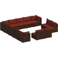 vidaXL 13-delige Loungeset met kussens poly rattan bruin