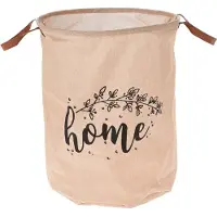 Storage solutions Waszak - Wasmand met 2 handvaten bedrukt met Home - opbergmand - 40x50cm - opvouwbaar - Beige