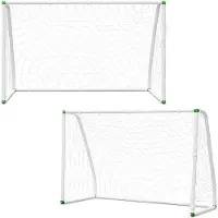 OEM Twee PVC-voetbaldoelen met rebounder, afmetingen 180 x 120 x 80 cm, wit, geschikt voor gebruik in de tuin en buiten