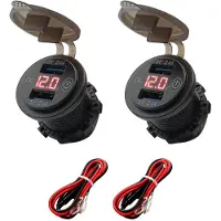 Proride 12V USB Wandcontactdoos Inbouw - 2 USB Poorten - Voltmeter - 5V/2.4A - Rood - Kabel en Zekering - 2 stuks