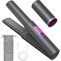 TIM. TIM Draadloze Stijltang - Stijlborstel – Snoerloze Krultang - stoomstijltang - Mini Stijltang - Reis Stijltang - Krullen en Stijlen - Hair Straightener - Zwart - 22cm x 5cm x 5cm