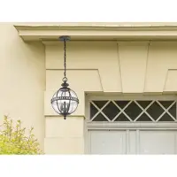 Kichler Halleron buiten hanglamp in Victoriaanse stijl, alu / grijs / zink, Glas, Antiek