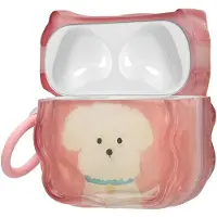 Kwmobile In-Ear Oordopjes Case voor Apple Airpods 4 Case met Karabijnhaak - Headphones Case - Earphones Cover Etui - Witte terriër design