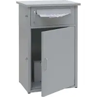 Mendler Pakketkast -O51, pakketbox, pakketvak, pakketstation, brievenbus met 2 vakken, staal 78x49x38 cm ~ lichtgrijs