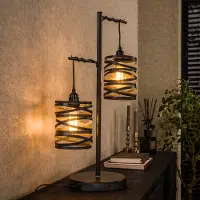 Lyora Landelijke tafellamp Spindle 2x E27 - slate grey