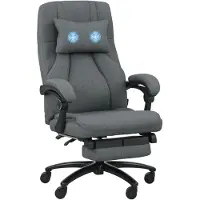 HAUSS SPOLE Bureaustoelen - Bureaustoel Met Massagepunten En Verstelbare Rughoek - Draaibare Wielen En USB-Aansluiting - Voor Thuiswerk En Kantoor - 64×74×117 cm - Polyester - Donkergrijs